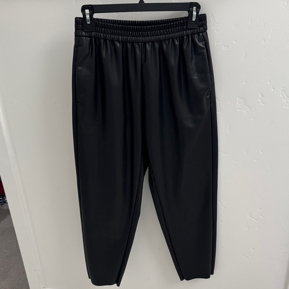 All Saints Black Joggers faux leather- size 4